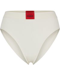 HUGO - Slip aus Stretch-Baumwolle mit hohem Bund und rotem Logo-Label - Lyst