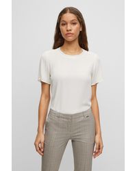 BOSS - Responsible Short-sleeved Top With Ribbed Trims - Lyst