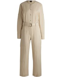 BOSS - Jumpsuit Met Riem En Drukknoopsluiting - Lyst