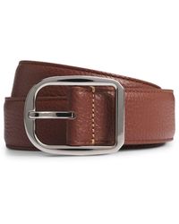 BOSS - Italian-Leather Belt With Rounded Pin Buckle - Lyst