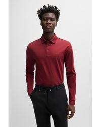 BOSS - Interlock-cotton Polo Shirt With Embroidered Logo - Lyst