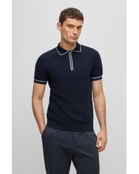 BOSS - Regular-fit Polo Sweater With Zip Placket - Lyst