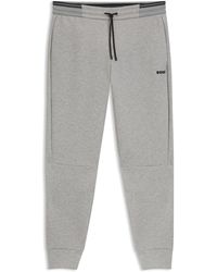 BOSS - Cotton-Blend Tracksuit Bottoms With Striped Trims - Lyst