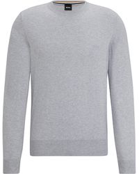 BOSS - Pullover aus Baumwolle mit Rundhalsausschnitt und Logo-Stickerei - Lyst