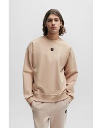 HUGO - Stretch-cotton Regular-fit Sweatshirt With Stacked Logo - Lyst
