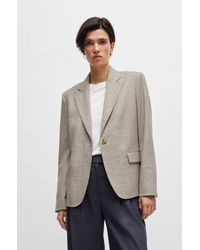 BOSS - Regular-fit Jacket In A Herringbone Wool Blend - Lyst