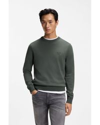 BOSS - Cotton-Blend Sweater With Logo Patch - Lyst