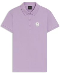 BOSS - Equestrian Stretch-Cotton Polo Shirt With Double B Monogram - Lyst