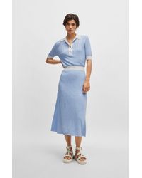 BOSS - Linen-blend Dress With Button Placket - Lyst