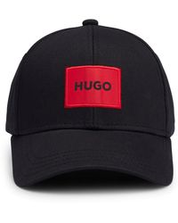 HUGO - X 581-RL Cap aus Baumwoll-Twill mit rotem Logo-Label Schwarz Stck - Lyst