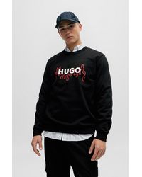 HUGO - Cotton-terry Regular-fit Sweatshirt With Flame Logo - Lyst