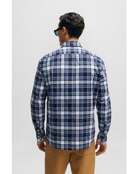BOSS - Regular-fit Shirt In Checked Stretch Cotton - Lyst