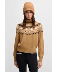 BOSS - Equestrian Ribbed Beanie Hat With Embroidered Logo - Lyst