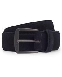BOSS - Italian-Suede Belt With Gunmetal Buckle - Lyst