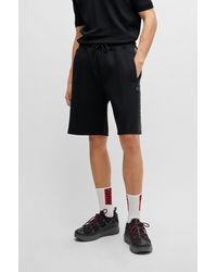 HUGO - Stretch-cotton Relaxed-fit Shorts With Stacked Logo - Lyst
