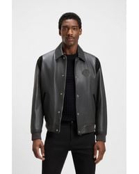 BOSS - Porsche X Leather Jacket With Contrast Details - Lyst