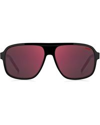HUGO - Sonnenbrille aus schwarzem Acetat mit rot getönten Gläsern - Lyst
