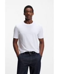 BOSS - Cotton-Blend T-Shirt With Bubble-Jacquard Structure - Lyst
