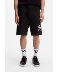 HUGO - Cotton-Terry Shorts With Logo Artwork - Lyst