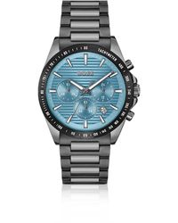 BOSS - Plated Chronograph Watch With Ridged Dial - Lyst