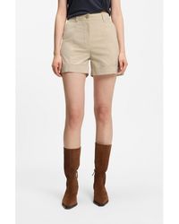 BOSS - Stretch-Cotton Shorts With Turn-Up Hems - Lyst