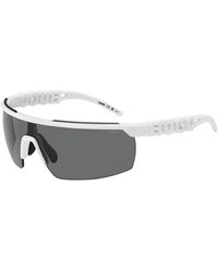 HUGO - Mask-style Sunglasses In White With 3d-logo Temples - Lyst