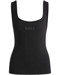 BOSS - Pyjama Tank Top In Stretch Fabric With Logo Print - Lyst
