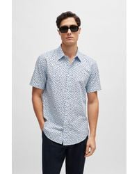 BOSS - Slim-fit Shirt In Printed Oxford Cotton - Lyst