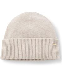 BOSS - Cashmere Beanie Hat With Metallic Logo Trim - Lyst