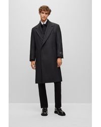 BOSS - Double-breasted, Regular-fit Coat In A Wool Blend - Lyst