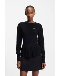 HUGO - Cotton Sweater With Detachable Floral Brooch - Lyst