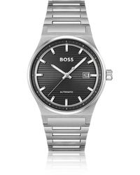 BOSS - Link-bracelet Automatic Watch With Groove-textured Dial - Lyst