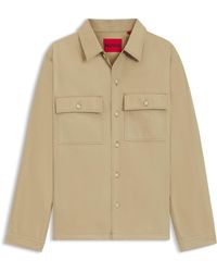 HUGO - Oversized Hemd Aus Baumwoll-Gabardine Mit Brusttaschen - Lyst