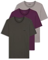 BOSS - Set Van Drie Underwear T-Shirts Met Logostiksels - Lyst