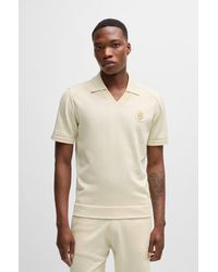BOSS - Johnny-collar Polo Shirt With Double-monogram Badge - Lyst