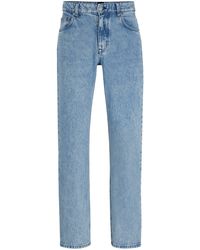 BOSS - Blaue Relaxed-Fit Jeans aus festem Stone-washed-Denim - Lyst