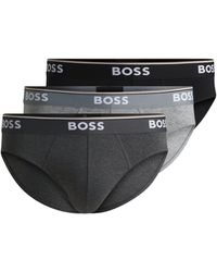 BOSS - Three-Pack Of Stretch-Cotton Briefs With Logo Waistbands - Lyst