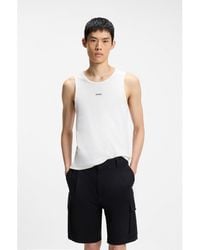 HUGO - Stretch-Cotton Slim-Fit Tank Top With Contrast Logo - Lyst