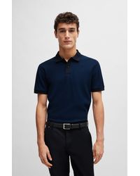 BOSS - Slim-fit Polo Shirt In Two-tone Mercerized Cotton - Lyst