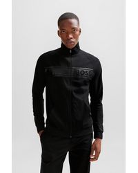 BOSS by HUGO BOSS - Cotton-terry Zip-up Jacket With Tonal Logo Print - Lyst