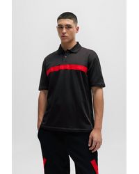 HUGO - Cotton-blend Polo Shirt With Red Logo Tape - Lyst