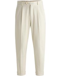 BOSS - Relaxed-fit Trousers In Cotton, Virgin Wool And Stretch - Lyst