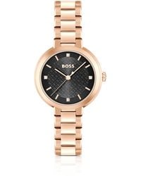 BOSS - Link-bracelet Watch With Crystal-studded Monogram Dial - Lyst