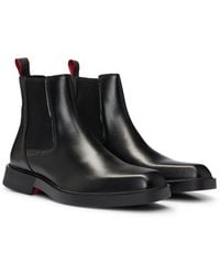 HUGO - Nappa-leather Chelsea Boots With Logo Detail - Lyst