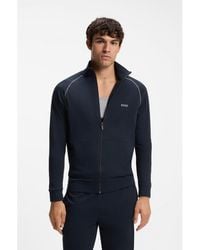 BOSS - Stretch-Cotton Zip-Up Jacket With Embroidered Logo - Lyst