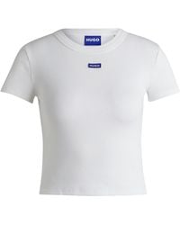 HUGO - Slim-Fit T-Shirt Aus Stretch-Baumwolle Mit Logo-Aufnäher - Lyst
