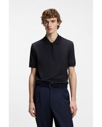 BOSS - Cotton-Blend Polo Shirt With Zip Placket - Lyst