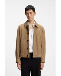 HUGO - Suede Jacket With Stitched Breast-Pocket Detail - Lyst