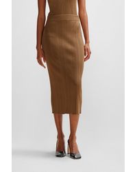 BOSS - Knitted Pencil Skirt With Ribbed Structure - Lyst