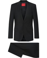 HUGO Slim-fit Suit In A Stretch-wool Blend - Black